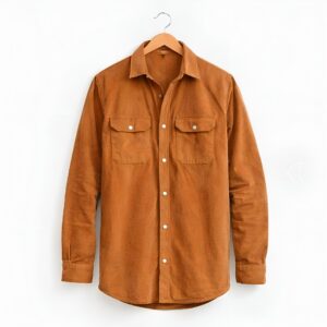 Duble Poket Chic Suede Brown Casual Shirt for Men